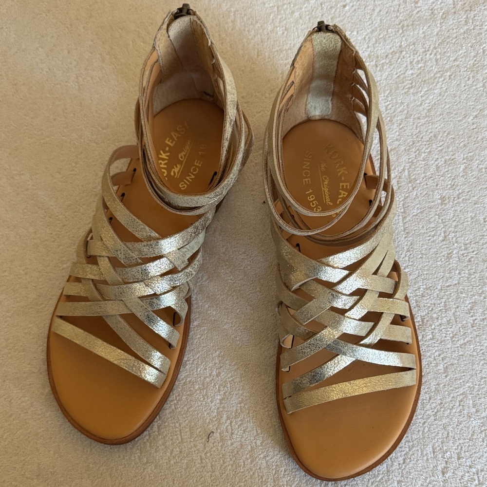 Kork-Ease Gold Strappy Sandals
